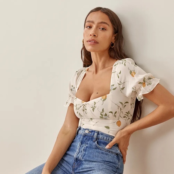 Reformation Delevan Top - Citron - Picture 4 of 7